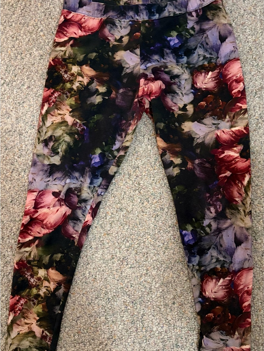 Women’s Floral Brushstroke Leggings - Purple Multi size L